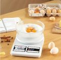 Electronic Digital Kitchen Weighing Machine: 10kg Weight Scale with Backlit LCD (Shop, Food, Cake, Kids Food, Spices, Vegetables, Liquids, Chicken, Fruits) - White. 