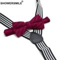 SHOWERSMILE Bow Tie Suspenders Men Plaid Mens Suspenders Braces for Trousers British Vintage Women Shirt Suspender Pants 3.5cm. 