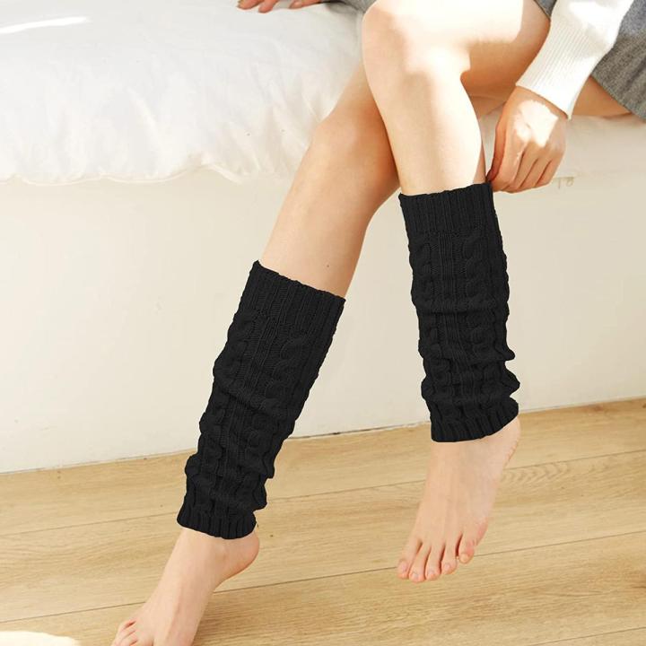 2 Pairs Women Knit Leg Warmers Winter Warm Long Boot Socks