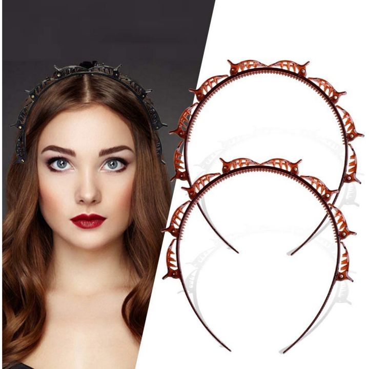 Fashion Double Layer Band Twist Plait Clip Front Hair Clips, Hairpin Headband Beauty Tool Hair Accessory