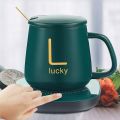 Coffee Mug-Warmer, USB Electric Coffee Cup Warmer for Desk, with Automatic On/Off to Keep Temperature Up to 104-122℉/ 40-50℃, Include Ceramic Mug, Cover, Spoon, Enjoy Anytime Hot Drinks,Green. 