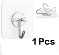 Heavy Duty Utility Wall Hooks for Hanging Clothe and Kitchen Bathroom Accessories Items, ABS Plastic Transparent Hanger for Towel Stainless Steel Self Adhesive Reusable Hook for Household (1,3,5,10 Pcs). 