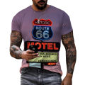 2023 Summer Fashion Personality Streetwear Route 66 3D Print Pattern T-shirt Oversized Tops Men Casual Tees. 