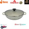 Original Sonex Eden Die Cast Karahi Ceramic Marble Coating Non Stick with Glass Lid  32cm | Premium Quality Cooking. 
