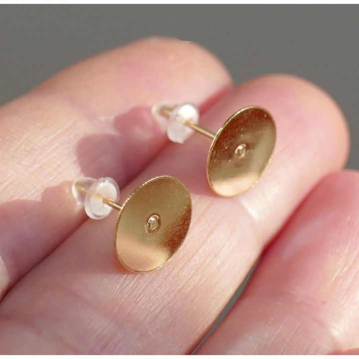 10/PAIRS Hypo Allergenic Stainless Steel Earring Posts Base Flat