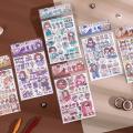 4 Sheets Cute Cartoon Girl Series Washi Stickers Album Diary Journal Decorative Crafts Scrapbooking DIY Sticker. 