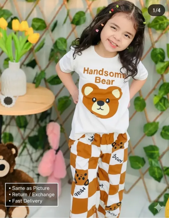 Multi-Use Pajama Suit for Girls — 1–8 Years | Soft Cotton 2-Piece ...