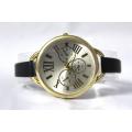 Black  Leather Silver Dail  Watch For unisex. 