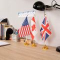 25Pcs Gold Mini Hand Held Flag Stand Base Table Flag Base Bar Restaurant Party Conferences Desktop Display Decoration. 