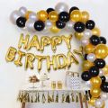 Happy Birthday Foil Balloon (16 Inches) Set With 50 Pc’s Golden, Black and Silver Balloons / Happy Birthday Foil Banner/ Happy Birthday Banner For (Boys & Girls)/ Happy Birthday Backdrop Banner for Party Decorations.. 