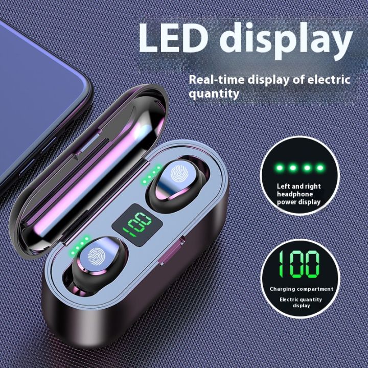 Tws Wireless Bluetooth Headset F9-34 Fingerprint Touch Display In-Ear F9 Marca Dragon Bluetooth Headset