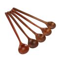 10 Pieces Korean Style 10.9 inches 100% Natural Wood Long Handle Round Spoons (Korean Style Soup Spoon). 