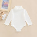 Infant Baby Spring Romper, Solid Color Long Sleeve Turtleneck High Stretch Jumpsuit for Boys Girls. 