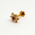 Pure Gold Jewellers-White Stone Star Shape Gold Nose Pin for Bridal-Gold Nose stud White Color and Elegant Designs for women and girls. 
