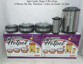 5 Pcs Days Hot Pot Set Stainless Steel Inner Bowl - Glass Lid - 12 Liter Water Cooler - 1.0 ltr Thermos Flask. 