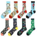 Cool Hip Hop Crew Socks Men Funny Animal Squirrel Shark Dinosaur Boxing Dog Fortune Cat Sokken Harajuku Divertidos Chaussette. 