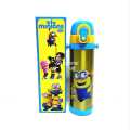 Minions Kids Stainless Steel Water Bottle Hot and Cold Resistant Vacuum Hydro Flask with Straw Lid Water Bottle for School Kids 500ml. 
