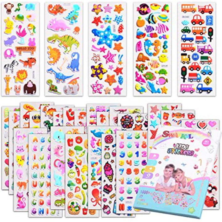 Pack of 6 Mini Puffy Stickers Sheets for Kids