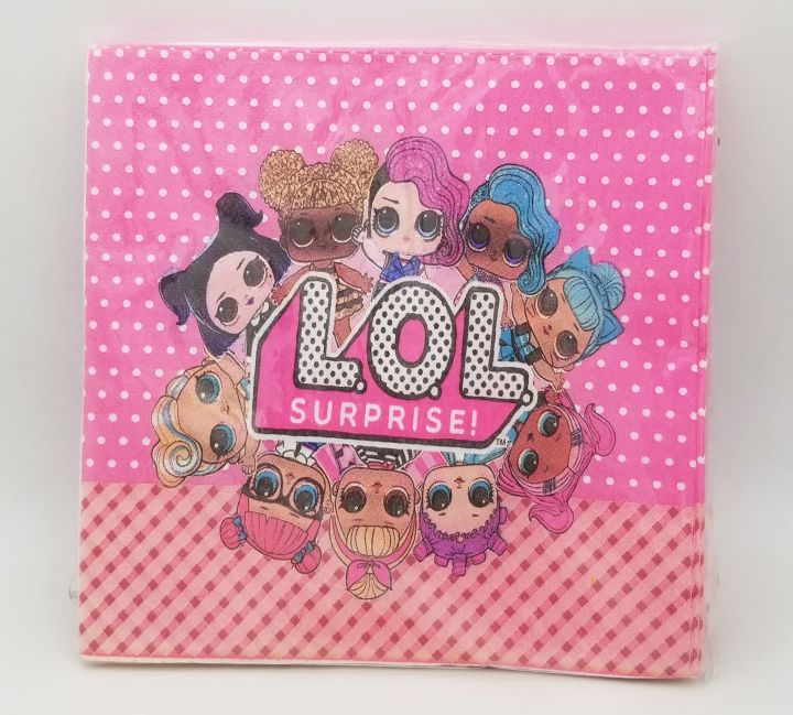 LOL SURPRISE THEME NAPKINS PACK OF 20 PARTY TABLEWARE TISSUE PAPER