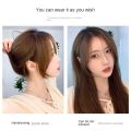 Brown Seamless Synthesis Invisible Hair Extensions Hair Accessories Girl Clip In Forehead Fake Middle-part Bangs Front Side Bangs 3D Eight-character Bangs Synthetic Hairpiece. 