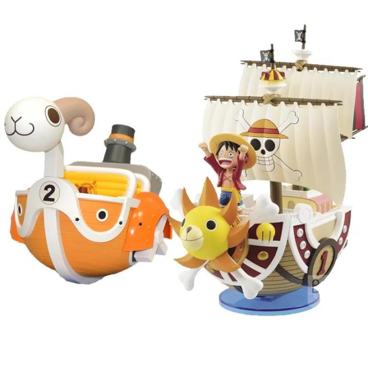 Poppies Muoe One Piece Ship Figure Luffy Model Toy Peripheral Super Cute Mini Boat Zoro Assembled Model One Piece Ship Kid Birthday Gift