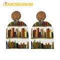 Lightweight Book Earrings Unique Book Themed Acrylic Earrings Trendy Waterdrop Shape Dangle Earrings with Book Shelves Pattern for Women Perfect Gift for Book Lovers Book Lover Earrings. 
