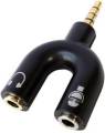 Tow Pin Headphone Earphone Connect to Mobile Y Audio Splitter Mic And Speaker Divider Cable Adapter For Mobile Smart Phone PC Laptop - Jack Pin 3.5mm CTIA 4 Pole TRRS Male To Tow Stereo 3 Pole TRS Female Converter - Color Black. 