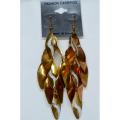 Fashion Jewellery Brown Color Beautiful Leaf Shape Shiny Beads Drop Earrings for Girls Women - RC-IMP-ER-52. 