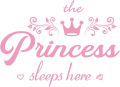 WallsArt Store Crown Diamond Wall Decals Princess Sleep Here Wall Stickers Removable DIY Mural Art Words With Flower Quotes Vinyl Stickers for Kids Bedroom Living Room Nursery Home Background Decoration. 