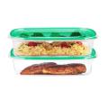 Pack of 2 Food Storage Containers With Lids Reusable Top Press Lock Lunch Box Great for Meal Prep 1000ml 1 Liter Each. 
