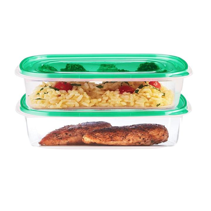 Pack of 2 Food Storage Containers With Lids Reusable Top Press Lock Lunch Box Great for Meal Prep 1000ml 1 Liter Each