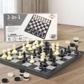 2 in 1 Travel Magnetic Chess and Checkers Board Game (Foldable). 