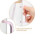 400ML Creative Square Straw Mug Modern Fashion Juice Cup,Single Colored Handle Layer Drinking Glass Cups, Straw & Wooden Lid  For Soda Iced Coffee Milk Bubble Tea Water - Random Color. 