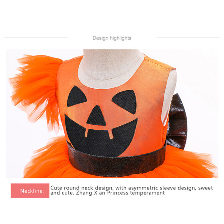 Little%20Girls%20Halloween%20Princess%20Dress,%20Pumpkin%20Printed%20Back%20Zipper%20Large%20Bowknot%20Layered%20Mesh%20Patchwork%20Irregular%20One-Piece%20-%20Image%205