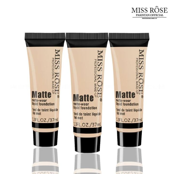 Miss Rose Long Lasting Liquid Full Skin Coverage Soft Matte Foundation 37ml