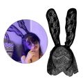 Black Lace Masquerade Mask Women Halloween Costume Party Rabbit Bunny Ears Lace Eye Mask Black. 