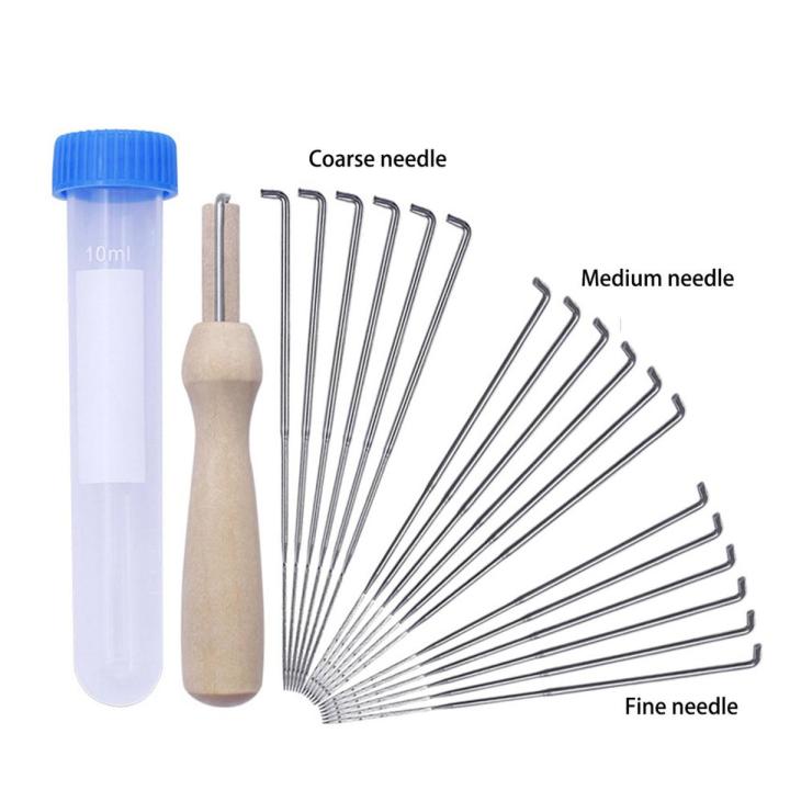 Felting Needles Kits Wool Felting DIY Supplies PIN Felting Needle Tool Set with 18 Felting Needles With Clear Bottle - silver and wood color