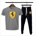 Ferrari printed Summer Printed Tracksuit For Men & Boys - Soft and Comfortable Fabric T Shirt & Trouser Printed Tracksuit. 
