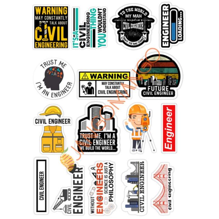 10 Pcs Civil Engineering Stickers Pack For Laptop,Desk, Notebook and Mobile covers DIY Stickers - JangoMango Store