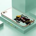 Luxury 6D Plating Case for iPhone 6S Anime Cartoon Cool Luffy Side Pattern Back Cover Soft Silicone Square Frame Shiny Bling Phone Cases + Free Lanyard. 