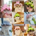 Cute Cat Hat Funny Pets Party Cosplay Headwear Hand-made Knitting Puppy Caps Elastic Dog Kitten Hat Decoration. 