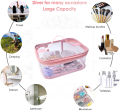 Cosmetic Organizer Makeup Brush Bag Cosmetics Transparent Multifunction Large Waterproof Portable Travel Makeup Cosmetic Bags - Pink - 1Pc. 