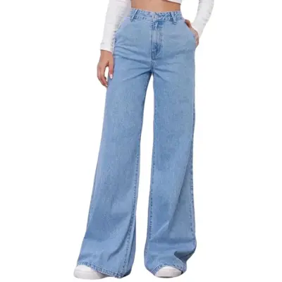 High Quality High Waist Wide Leg Fashion Denim Jeans For Women Girls - Denim Pants For Women - Pants For Girls Jeans For Girls Stylish - Highwaist Wide Leg Fashion Denim For Women