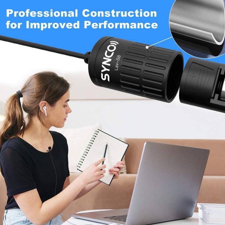 Lavalier%20Lapel%20Microphone,%20SYNCO%20Lav-S6%20Omnidirectional%20Clip-on%20Condenser%20Lav%20Mic%206M%20Cable%20for%20%C3%AEPh%C3%B4ne%20%C3%80ndr%C3%B4%C3%AEd%20Sm%C3%A0rtphone%20DSLR%20Camera%20Laptop%20Audio%20Recorder,%203.5mm%20TRS/TRRS%20Port%20-%20Image%207