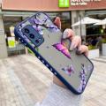 chenyyka For OPPO A55 4G Case Frosted Transparent Hard Phone Case Cartoon Butterfly Side Edge Casing Full Cover Camera Silicone Softcase Pattern Shockproof Protection Cases. 