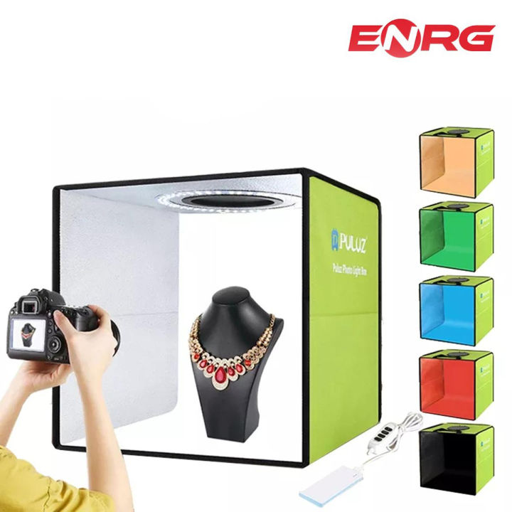 ENRG 1ft / 30cm And 40cm Photo Box Folding Portable LED Light Photo Lighting Studio Shooting Still Life Photography Product Shoot Tent Box Kit With 6 Colors Back Drop