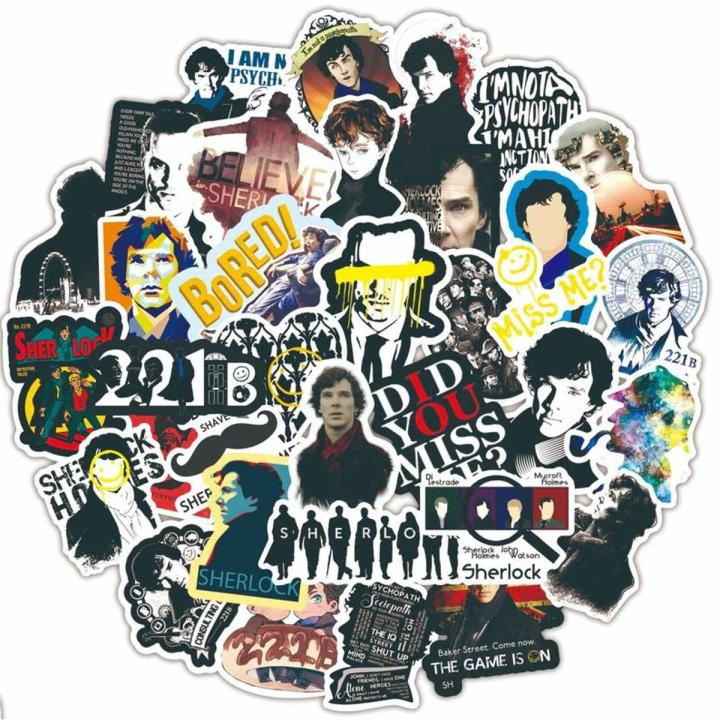 Sherlock Holmes TV Show DIY Sticker Water Proof Decal Vinyl for Car Skateboard, Phone, Laptop, Luggage & Guitar – 50 Pieces