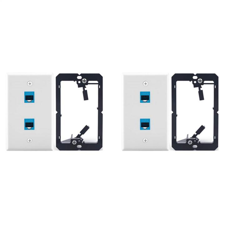 2X Ethernet Wall Plate with Low Voltage Mounting Bracket,Single Gang 2 Port Cat6 Keystone Ethernet Cable Wall Outlet