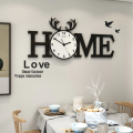 Big HOME with Birds 3D Wooden Wall Clock for Home and Office Decor, Laser cut with Watch machine and Self Adhesive Design Paper Wall Clock 3D Wooden Watch DIY Design Decoration HOME With Birds Numeral Quartz White Dial. 