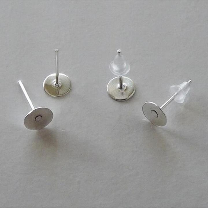 10 pcs- 5 PAIRS Anti Allergenic Stainless Steel Earring top Base- Pin Studs- Earring - Jewelry Making Findings - tops base- ear stud base